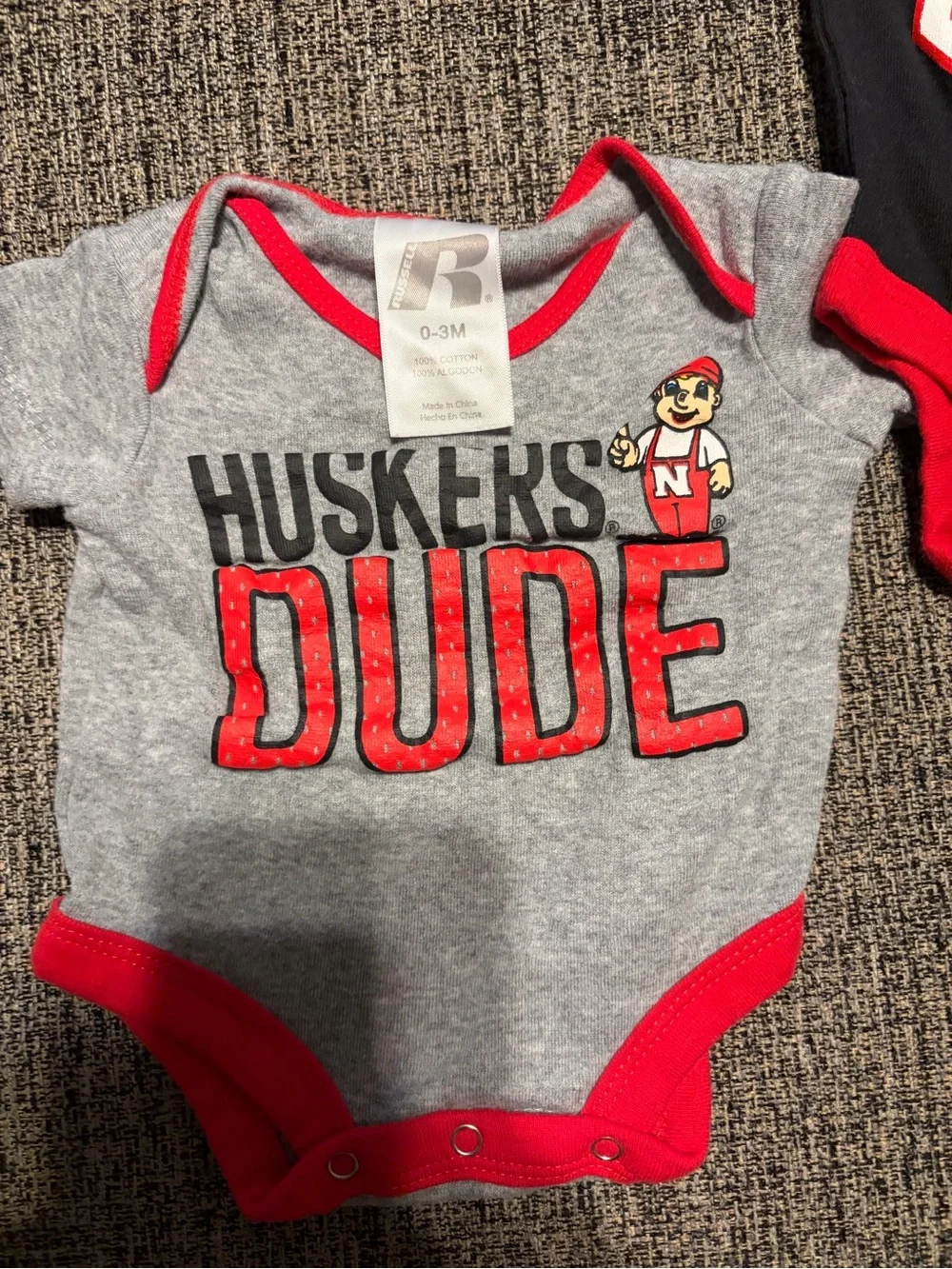 Nebraska Huskers Baby One-Piece Bodysuit - Red & Black Bundle 3 pcs